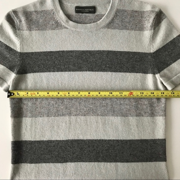 Banana Republic 100% Cashmere Striped T-Shirt Sweater - Picture 5 of 8
